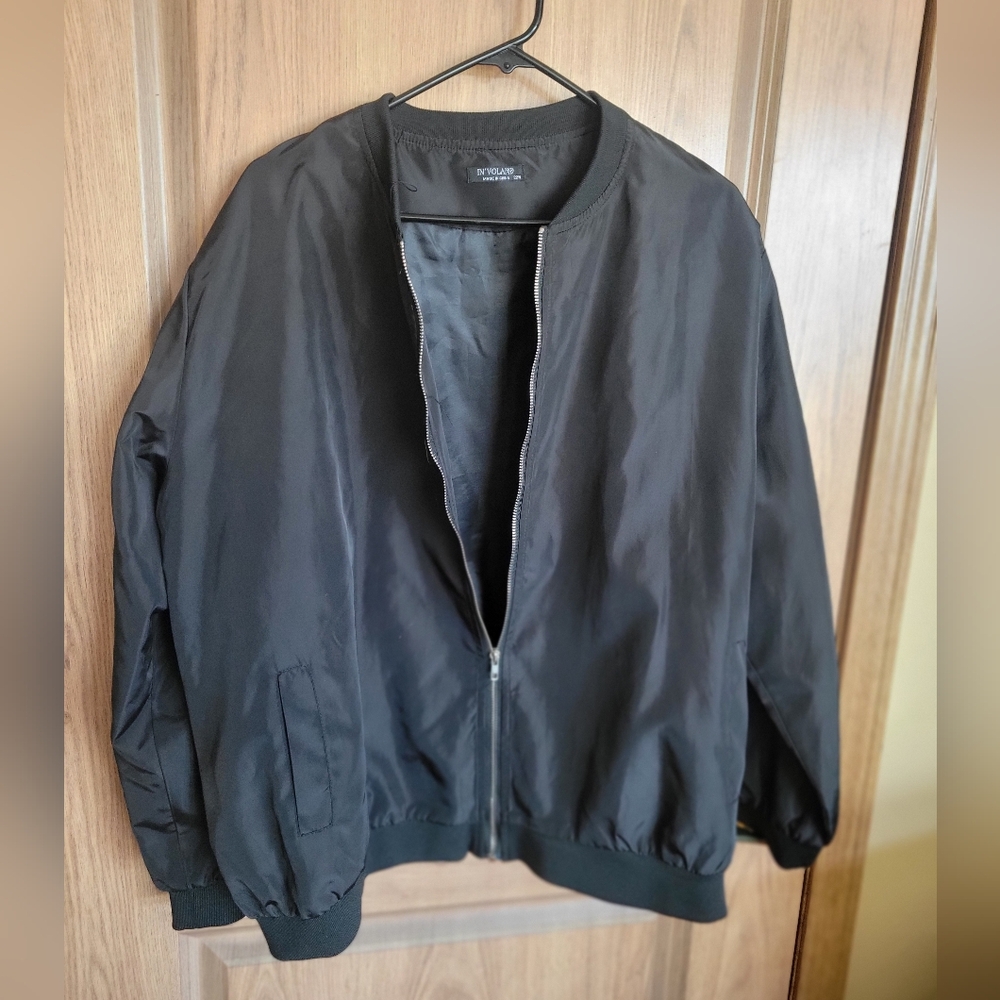Black windbreaker bomber jacket in women's 22